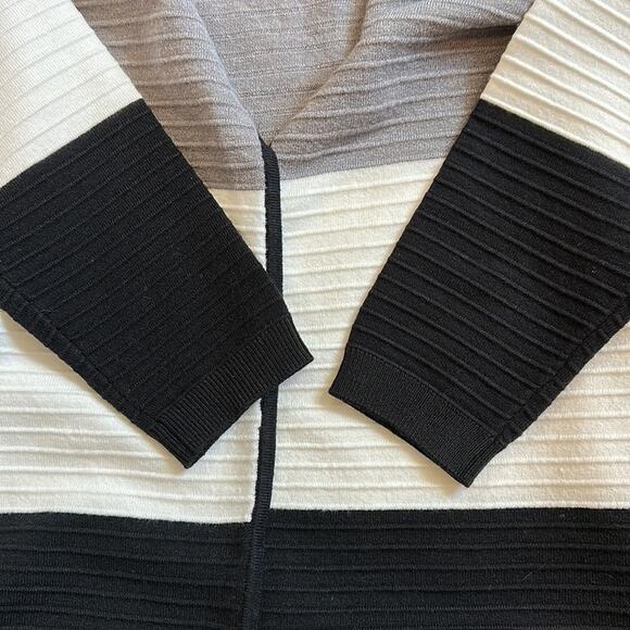 Sioni Open Front Color Block Cardigan Blue Gray White Black Size M - Picture 6 of 11